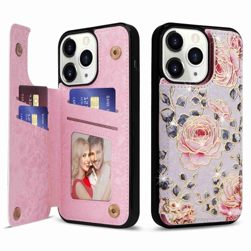 

For iPhone 11 Pro Printed Double Buckle RFID Anti-theft Phone Case(Pastoral Rose)
