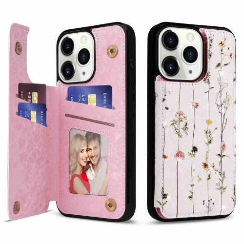 

For iPhone 11 Pro Printed Double Buckle RFID Anti-theft Phone Case(Dried Flower World)