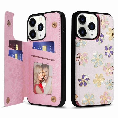 

For iPhone 11 Pro Printed Double Buckle RFID Anti-theft Phone Case(Blossoming Flowers)