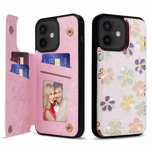 

For iPhone 12 / 12 Pro Printed Double Buckle RFID Anti-theft Phone Case(Blossoming Flowers)