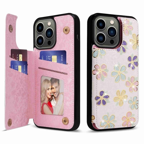 

For iPhone 13 Pro Printed Double Buckle RFID Anti-theft Phone Case(Blossoming Flowers)