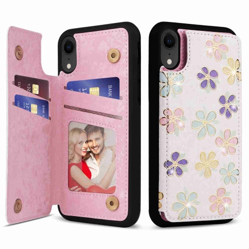 

For iPhone XR Printed Double Buckle RFID Anti-theft Phone Case(Blossoming Flowers)