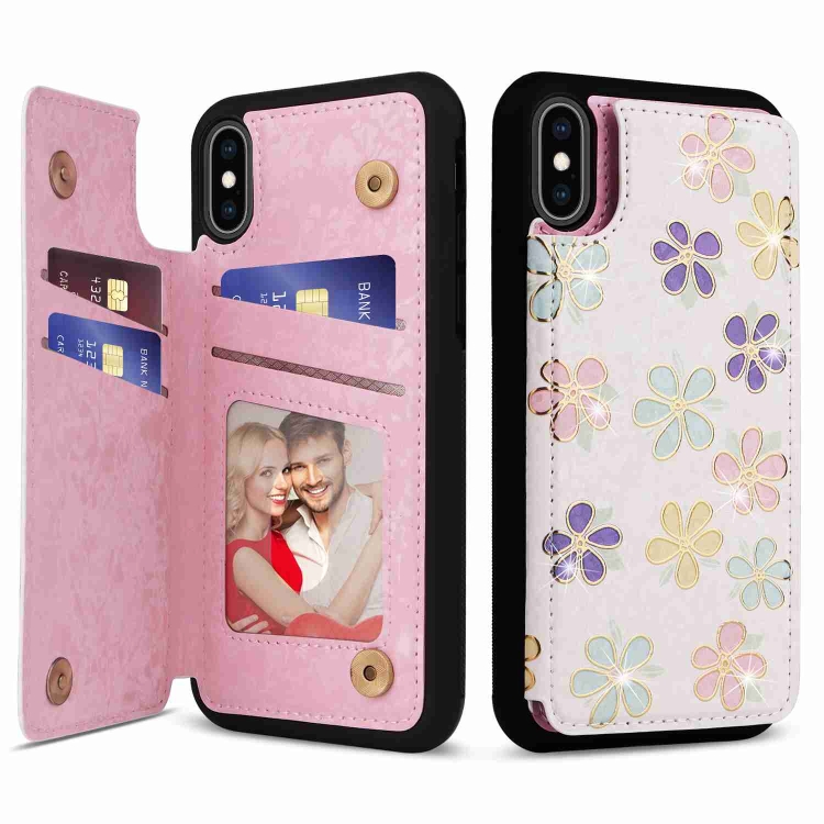 

For iPhone XS Max Printed Double Buckle RFID Anti-theft Phone Case(Blossoming Flowers)