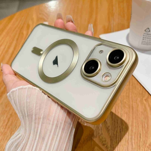 For iPhone 14 Plus MagSafe Magnetic Frosted TPU Phone Case(Gold) крышка uniq magsafe transforma для iphone 14 pro max экокожа синий