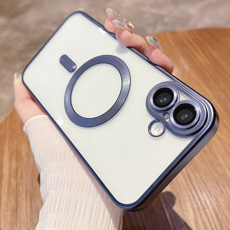 

For iPhone 16 Plus MagSafe Magnetic Frosted TPU Phone Case(Dark Blue)