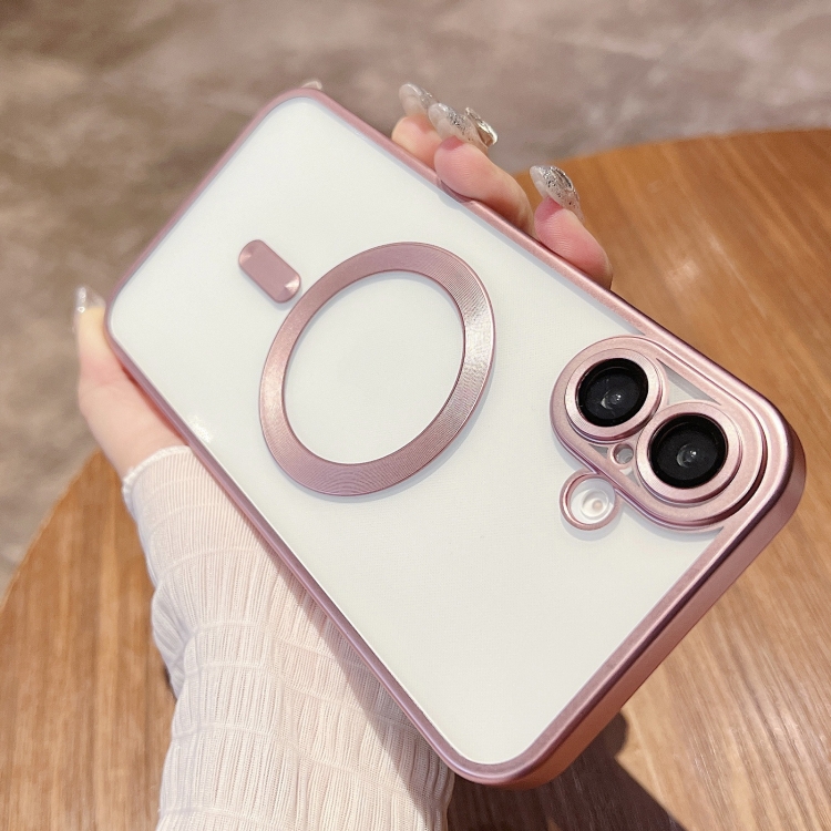 

For iPhone 16 Plus MagSafe Magnetic Frosted TPU Phone Case(Pink)