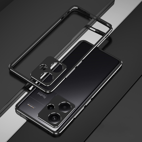 

For Xiaomi Redmi Note 13 Pro+ Aurora Series Lens Protector + Metal Frame Phone Case(Black Silver)