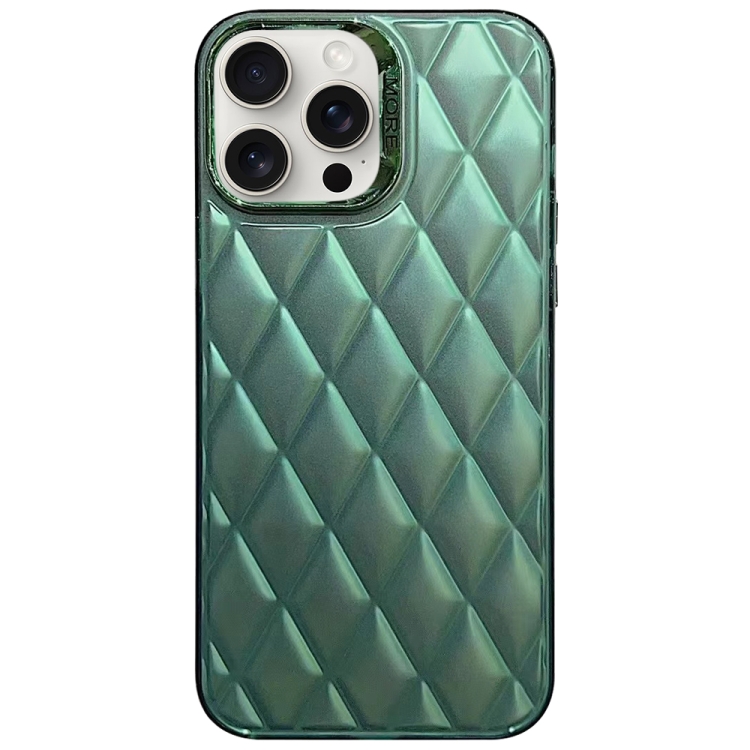 

For iPhone 15 Pro Max 3D Rhombus Electroplating TPU Hybrid PC Phone Case(Green)