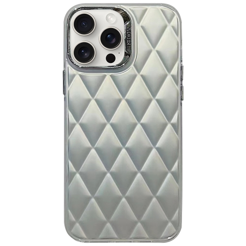 

For iPhone 15 Pro 3D Rhombus Electroplating TPU Hybrid PC Phone Case(Silver)