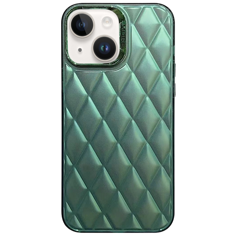 

For iPhone 15 3D Rhombus Electroplating TPU Hybrid PC Phone Case(Green)