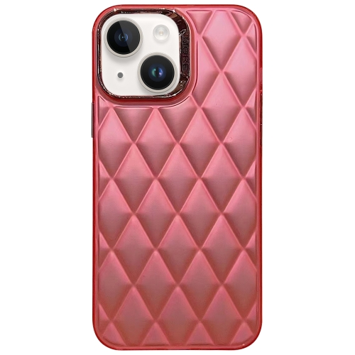 

For iPhone 14 Plus 3D Rhombus Electroplating TPU Hybrid PC Phone Case(Rose Red)