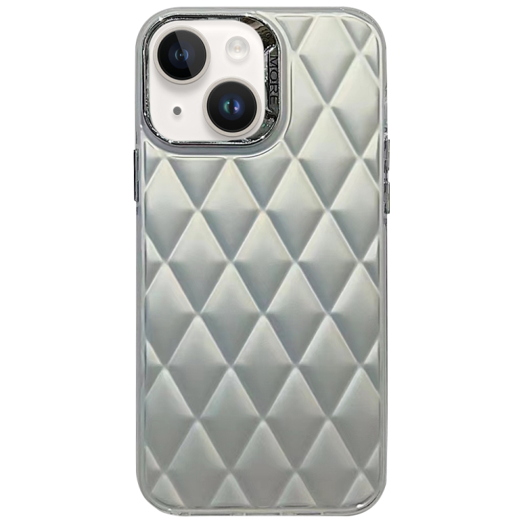 

For iPhone 13 3D Rhombus Electroplating TPU Hybrid PC Phone Case(Silver)