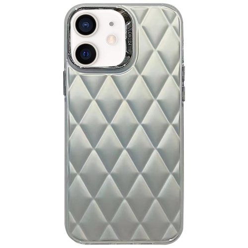 

For iPhone 12 3D Rhombus Electroplating TPU Hybrid PC Phone Case(Silver)