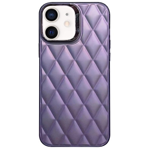 

For iPhone 12 3D Rhombus Electroplating TPU Hybrid PC Phone Case(Purple)