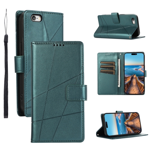 

For iPhone 6s / 6 PU Genuine Leather Texture Embossed Line Phone Case(Green)