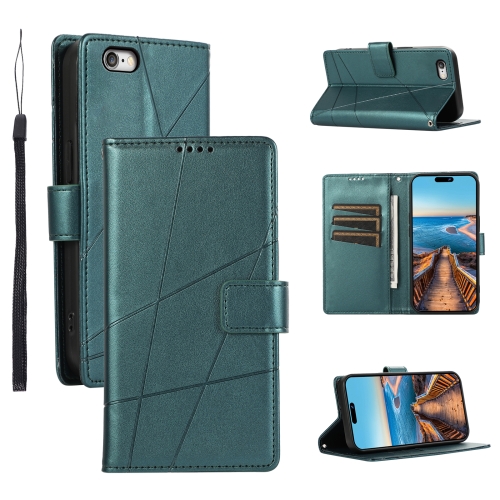 

For iPhone 6s Plus / 6 Plus PU Genuine Leather Texture Embossed Line Phone Case(Green)
