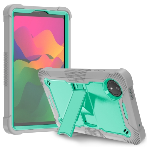 

For Xiaomi Redmi Pad SE 8.7 Shockproof Silicone Hybrid PC Tablet Case with Holder(Mint Green + Grey)