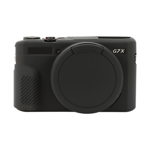 

For Canon PowerShot G7 X Mark II / G7X2 Soft Silicone Protective Case with Lens Cover(Black)