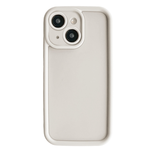 

For iPhone 14 Fine Hole Shockproof Frame Frosted TPU Phone Case(Beige)