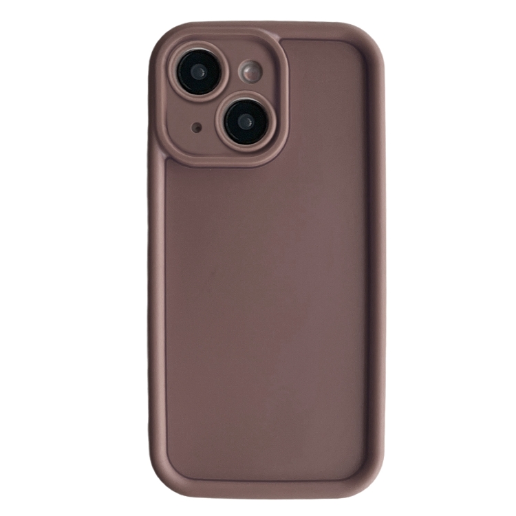 

For iPhone 13 Fine Hole Shockproof Frame Frosted TPU Phone Case(Brown)