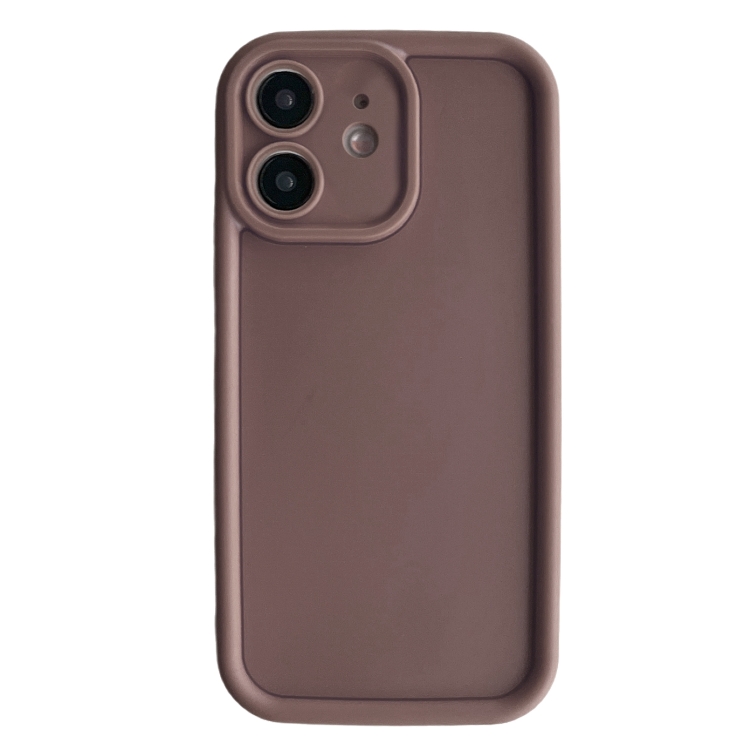 

For iPhone 12 Fine Hole Shockproof Frame Frosted TPU Phone Case(Brown)