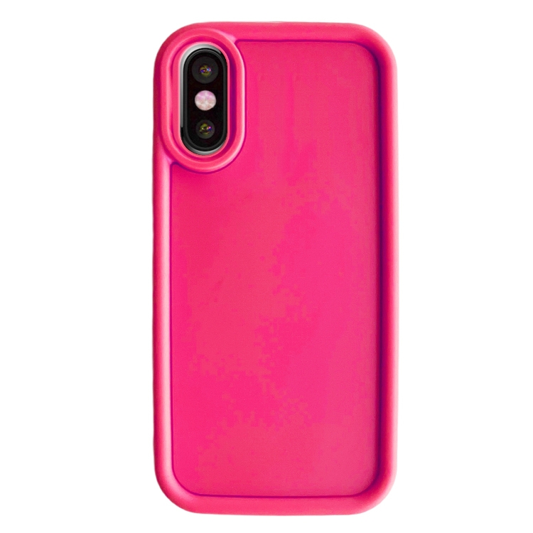 

For iPhone X / XS Fine Hole Shockproof Frame Frosted TPU Phone Case(Rose Red)