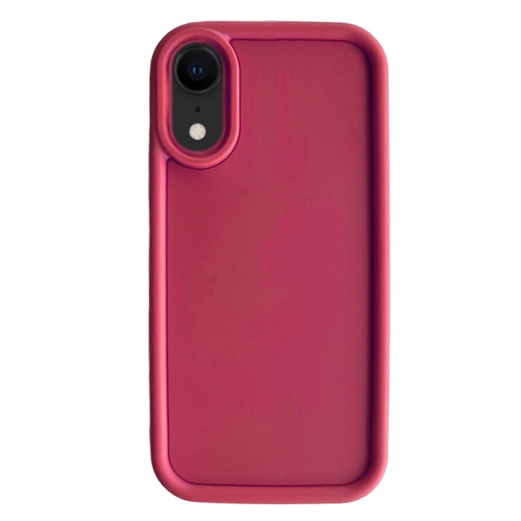 

For iPhone XR Fine Hole Shockproof Frame Frosted TPU Phone Case(Claret Red)