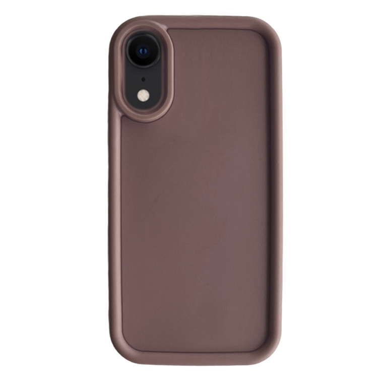 

For iPhone XR Fine Hole Shockproof Frame Frosted TPU Phone Case(Brown)