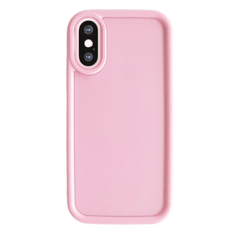 

For iPhone XS Max Fine Hole Shockproof Frame Frosted TPU Phone Case(Pink)