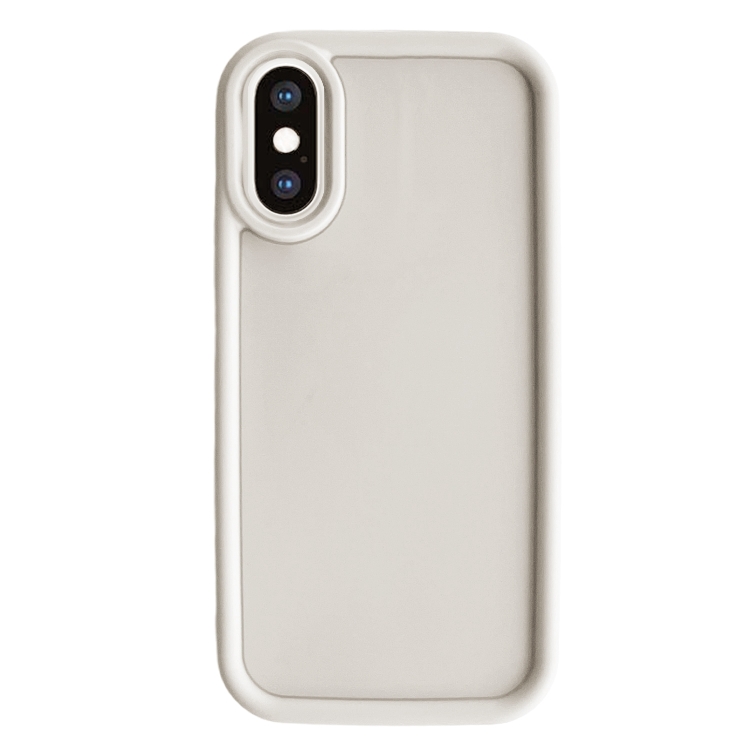 

For iPhone XS Max Fine Hole Shockproof Frame Frosted TPU Phone Case(Beige)