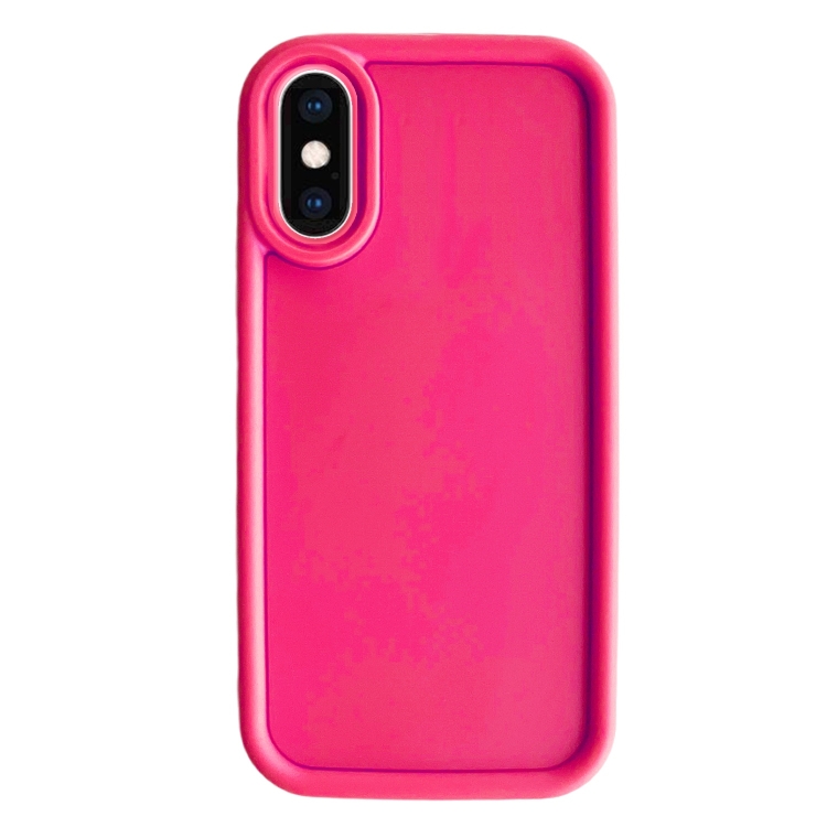 

For iPhone XS Max Fine Hole Shockproof Frame Frosted TPU Phone Case(Rose Red)