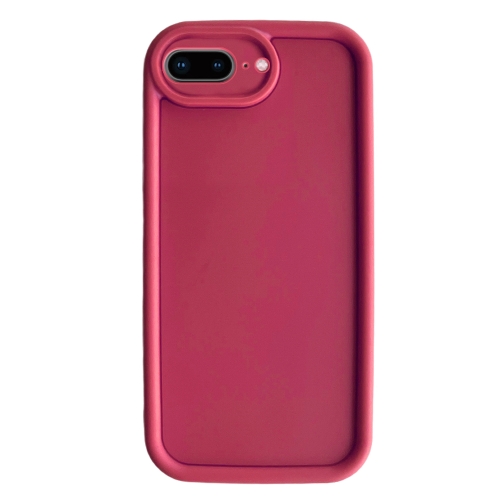 

For iPhone 8 Plus / 7 Plus Fine Hole Shockproof Frame Frosted TPU Phone Case(Claret Red)