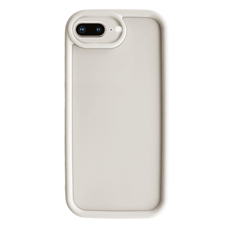 

For iPhone 8 Plus / 7 Plus Fine Hole Shockproof Frame Frosted TPU Phone Case(Beige)