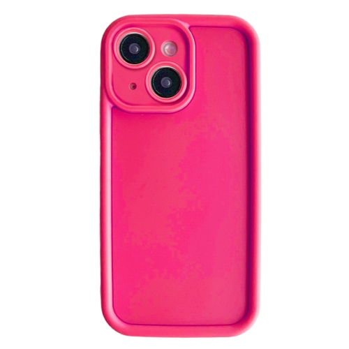 

For iPhone 15 Plus Fine Hole Shockproof Frame Frosted TPU Phone Case(Rose Red)