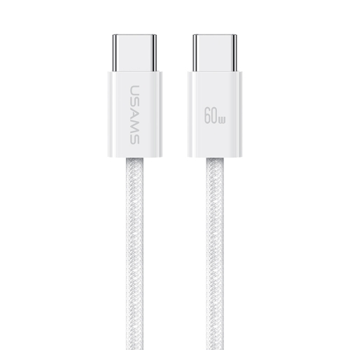 

USAMS US-SJ656 U86 PD60W USB-C/Type-C to USB-C/Type-C Rainbow Braided Fast Charging Data Cable, Length: 1.2m(White)