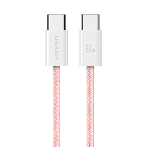 

USAMS US-SJ656 U86 PD60W USB-C/Type-C to USB-C/Type-C Rainbow Braided Fast Charging Data Cable, Length: 1.2m(Pink)