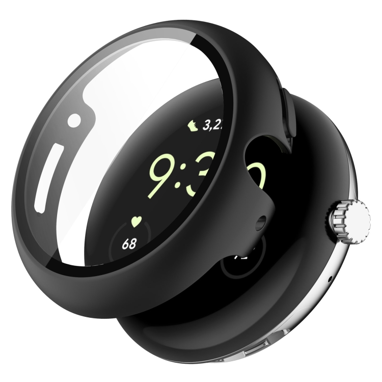 

For Google Pixel Watch 2 PC + Tempered Film Integrated Watch Protective Case(Black)