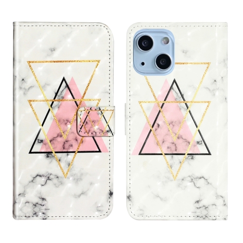 

For iPhone 15 Plus Oil Embossed 3D Drawing Leather Phone Case(Triangular Marble)