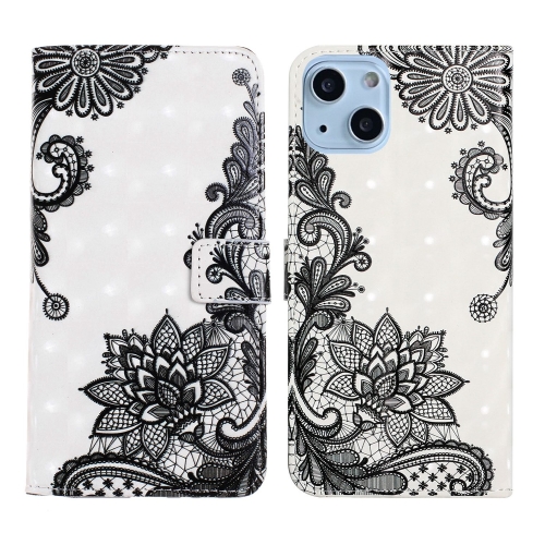 

For iPhone 13 mini Oil Embossed 3D Drawing Leather Phone Case(Lace Flower)