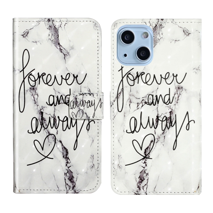 

For iPhone 13 Oil Embossed 3D Drawing Leather Phone Case(Words Marble)