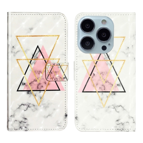 

For iPhone 13 Pro Oil Embossed 3D Drawing Leather Phone Case(Triangular Marble)