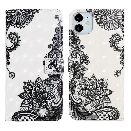 

For iPhone 12 mini Oil Embossed 3D Drawing Leather Phone Case(Lace Flower)
