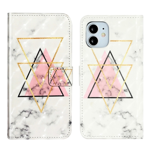 

For iPhone 12 mini Oil Embossed 3D Drawing Leather Phone Case(Triangular Marble)