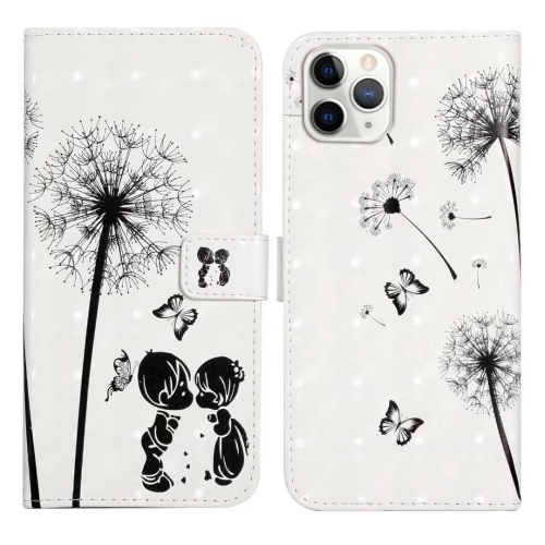 

For iPhone 12 / 12 Pro Oil Embossed 3D Drawing Leather Phone Case(Couple Dandelion)