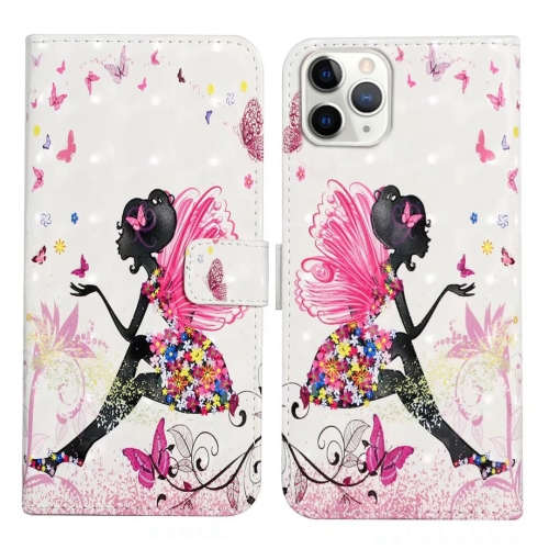 

For iPhone 12 Pro Max Oil Embossed 3D Drawing Leather Phone Case(Flower Fairy)