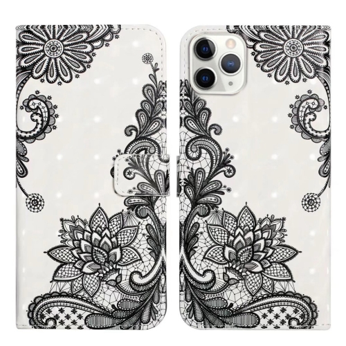 

For iPhone 12 Pro Max Oil Embossed 3D Drawing Leather Phone Case(Lace Flower)