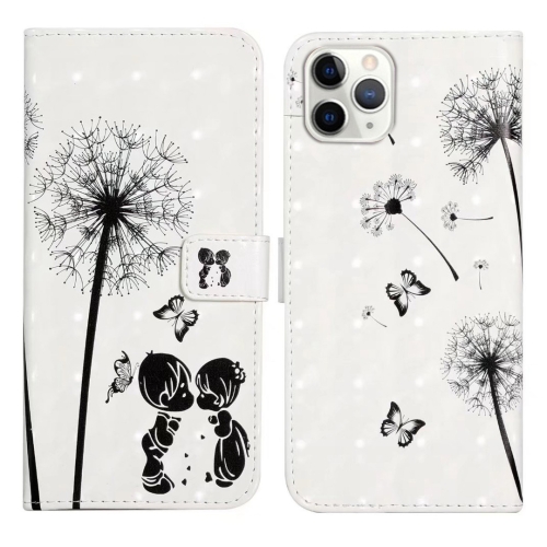 

For iPhone 12 Pro Max Oil Embossed 3D Drawing Leather Phone Case(Couple Dandelion)