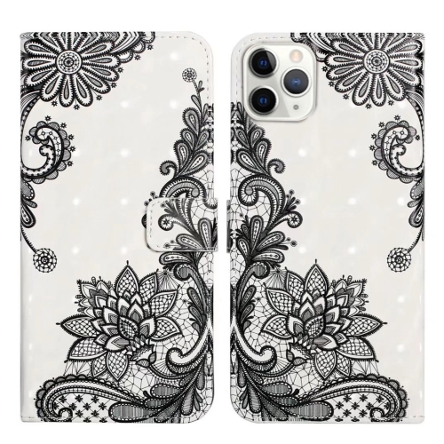 

For iPhone 11 Pro Oil Embossed 3D Drawing Leather Phone Case(Lace Flower)