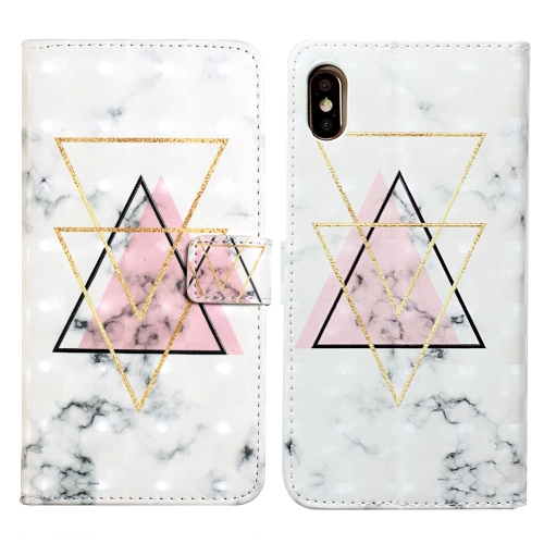 

For iPhone X / XS Oil Embossed 3D Drawing Leather Phone Case(Triangular Marble)