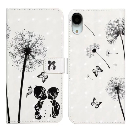 

For iPhone XR Oil Embossed 3D Drawing Leather Phone Case(Couple Dandelion)